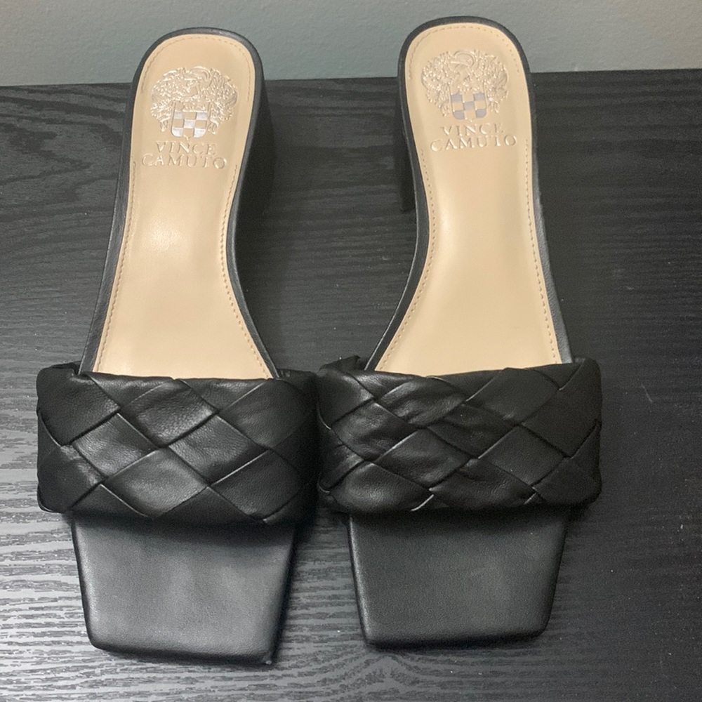 Vince Camuto Slides w/Woven Strap and Block Heel